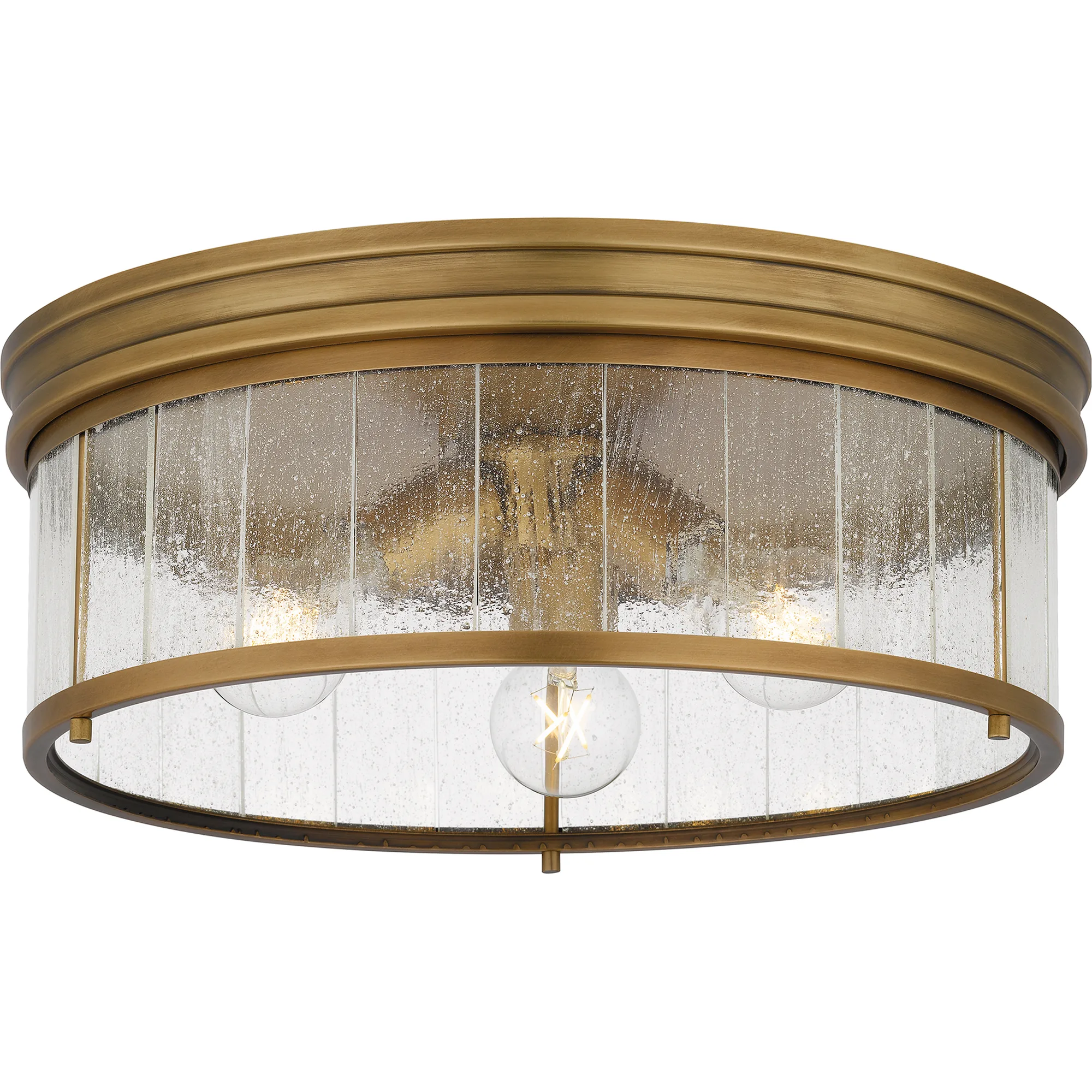 Theodora Three Light Flush Mount in Weathered Brass