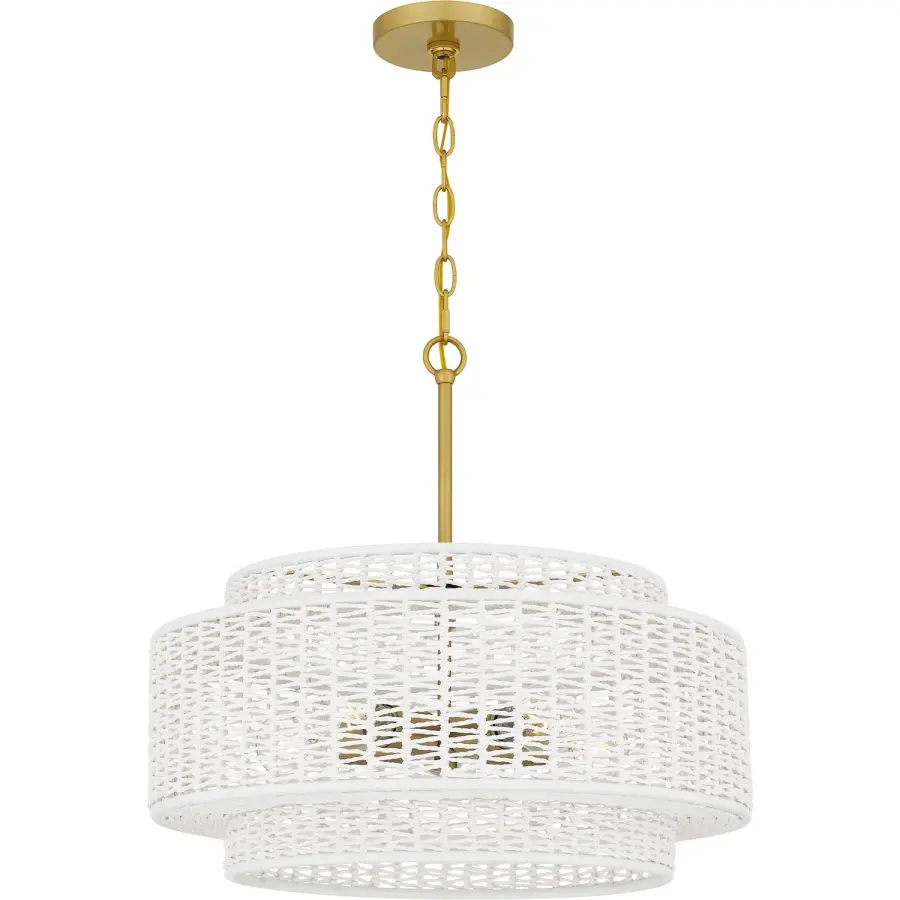 Quoizel Teton 5-Light Drum Pendant in Brushed Gold