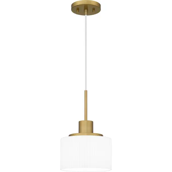 Streamlined and modern, the Callahan mini pendant light makes an impressive addition to any living space. The opal etched glass drum shade features a soft pleated pattern, casting a warm and cozy glow. Choose aged brass or matte black, two beautiful finishes that make a statement over a kitchen island or table.