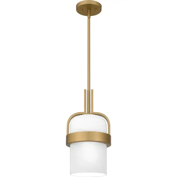 Add a modern feel to your home with the Duval mini pendant. A simple cylindrical silhouette combined with alabaster glass creates interest without sacrificing light. With an aged brass finish and matching geometric accents, Duval is the perfect addition to any kitchen, bar area, living room, or bedroom.