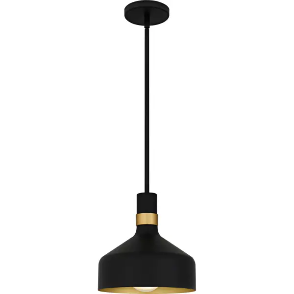 Elevate your space with the Arbor mini pendant, where modern design seamlessly blends with industrial flair. This chic fixture showcases a sleek metal shade available in either matte black or matte white, each adorned with a subtle gold band for a hint of sophistication. Perfect for adding a touch of style to any setting, the Arbor mini pendant is ideal for illuminating a kitchen island, bar area, or office space.