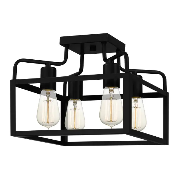 An open square frame gives vintage-inspired illumination to the Paulsen semi-flush mount. With a matte black finish reminiscent of iron, this piece nicely spans industrial and farmhouse aesthetics. Add in vintage style bulbs (not included) for a dash of retro-inspired flare.