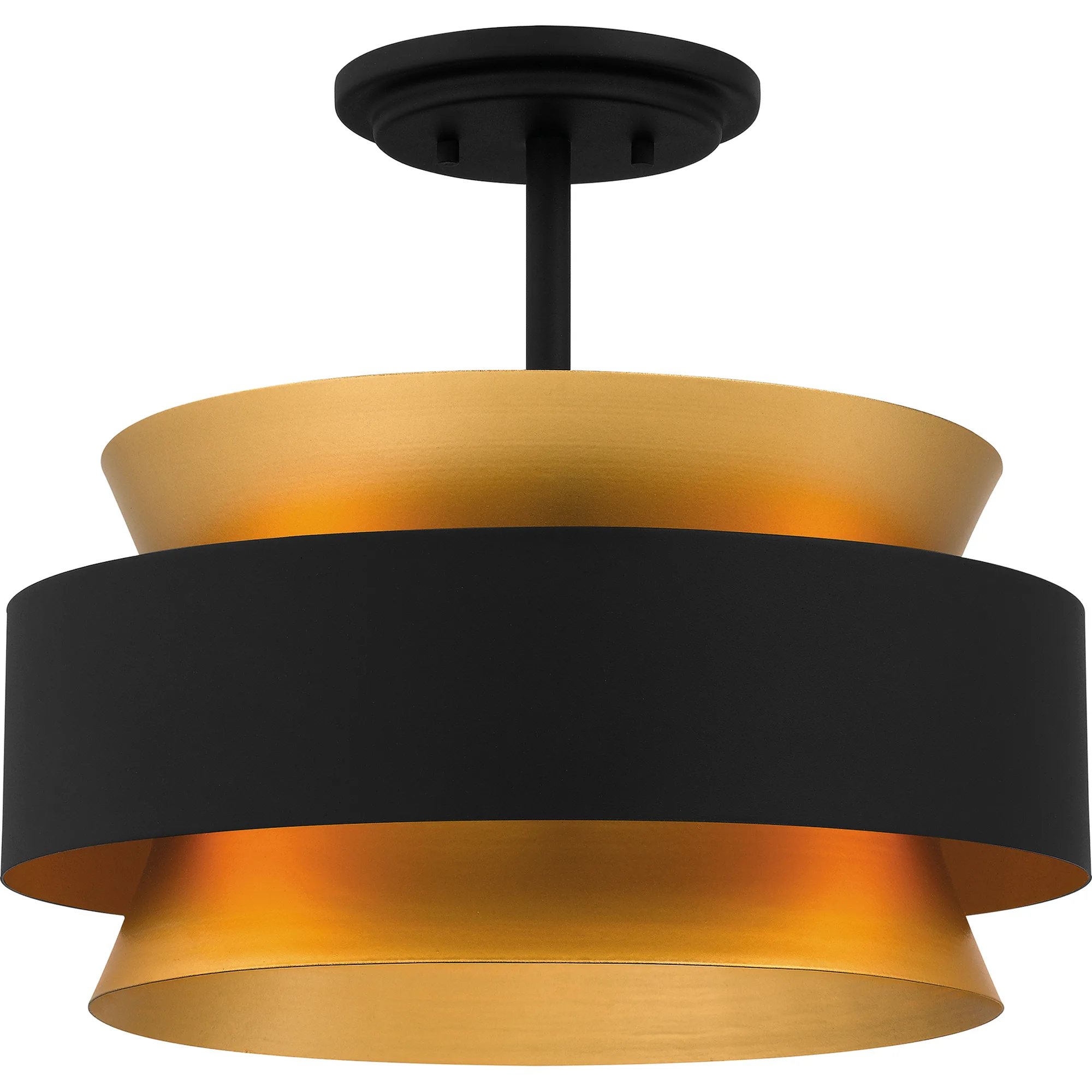 Hagley Three Light Semi Flush Mount in Earth Black