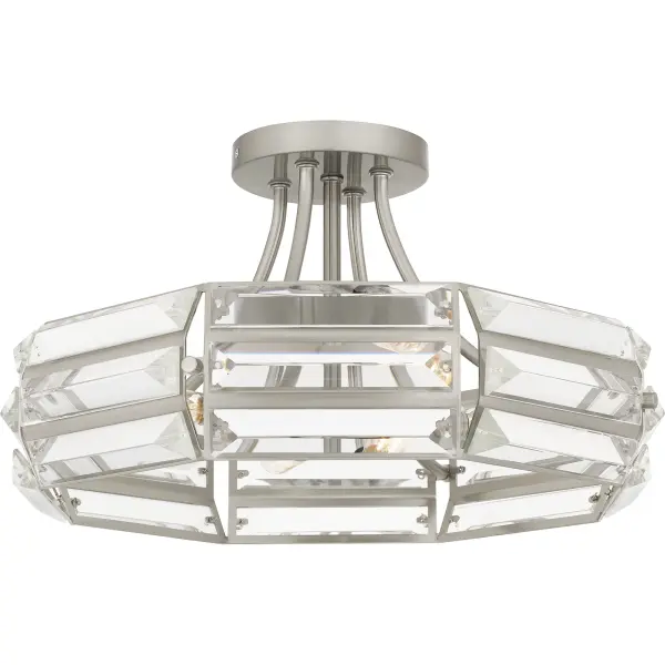With a classic finish and clear crystal glass, the Padilla semi-flush mount light is all about sparkle. The crystal glass creates a dazzling illumination effect, adding instant luxury to any setting. Available in brushed nickel or matte black, Padilla ceiling lights are the perfect complement to glam, modern, or contemporary spaces.