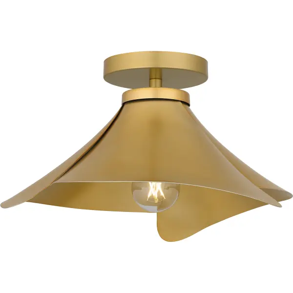 Bring a fresh, modern look to your home with Wisp. The playful silhouette features gentle curves for a flowing and feminine design. Choose from a solid light gold finish - or matte black with gold inside for a two-tone look. Available as a pendant or semi-flush mount light, Wisp makes a great addition to nearly any room in your home.