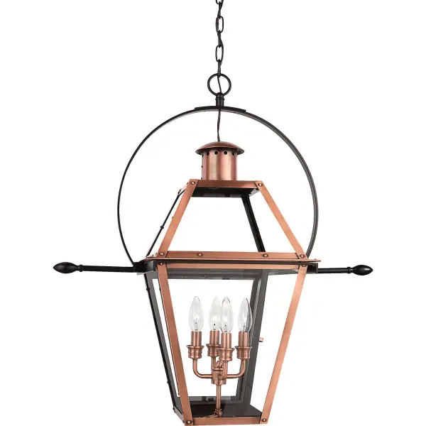 From the Charleston Copper Lantern Collection  this piece gives you the historic look of gas lighting  but without the hassle of a propane feed.  It is all electric  solid copper and hand riveted  giving your home the romantic  reproduction style of antique gas lights still popular today on many of the charming homes in New Orleans and Charleston.