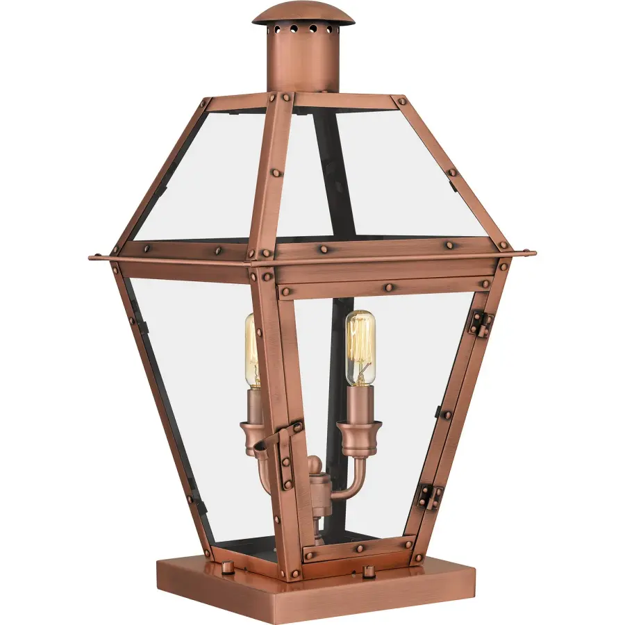 Rue De Royal Two Light Outdoor Pier Base in Aged Copper
