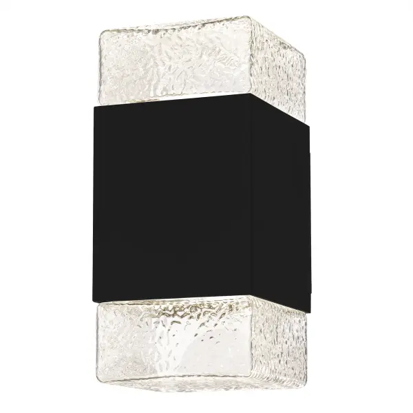 Elevate your home's exterior with the contemporary style of Saxton wall lanterns. Featuring a sleek frame finished in matte black, this lantern is complemented by clear textured glass that allows the integrated LED light source to shine brilliantly both upwards and downwards. Perfect for flanking your front door or illuminating your porch, Saxton creates a welcoming and sophisticated atmosphere.
