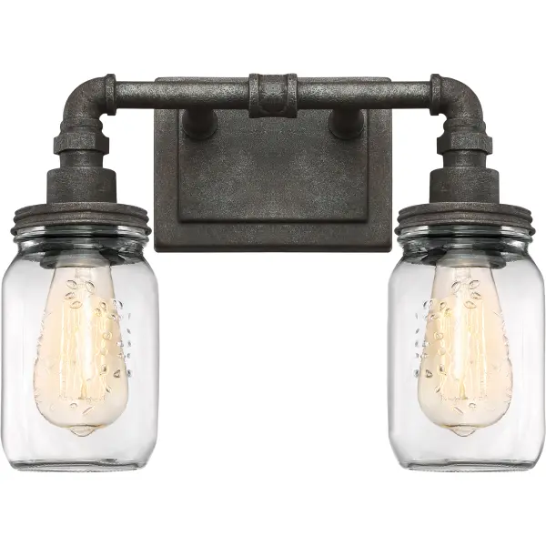 Shabby chic, industrial, rustic…the Squire Collection contains all of these elements in one, cohesive design. The fixture body is comprised of pipes and elbows and comes in a Galvanized or Rustic Black finish which features an aged appearance. The beautiful clear glass mason jars are embellished with fruit-inspired designs that encase vintage-style bulbs completing the farmhouse style.