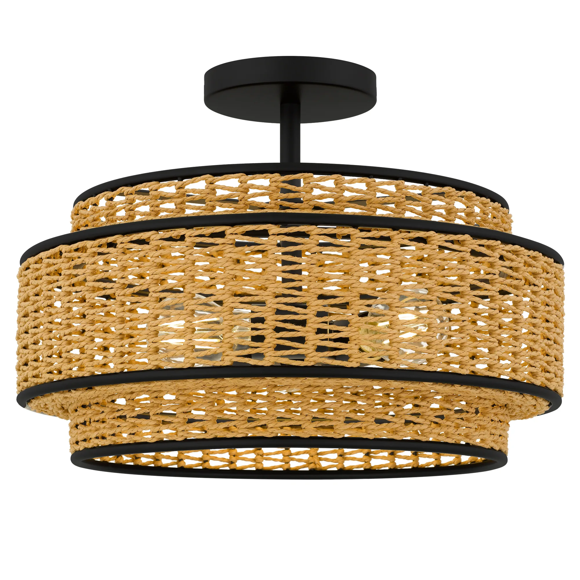 Teton 3-Light Matte Black Semi-Flush Mount