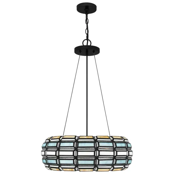 The Shanghai pendant brings serious style with multifaceted, emerald-cut glass in a variety of colors. Add this piece wherever you want guests to take notice. It would make a particularly strong statement in a foyer or entryway.