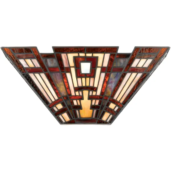Arts and Crafts is an enduring style that honors the tradition of fine craftsmanship and attention to detail.  The piece pays homage to this timeless style  which is typified by straight lines forming squares and rectangles  along with the use of natural materials.Glass color in Tiffany lighting products vary in color.  No two pieces are identical.