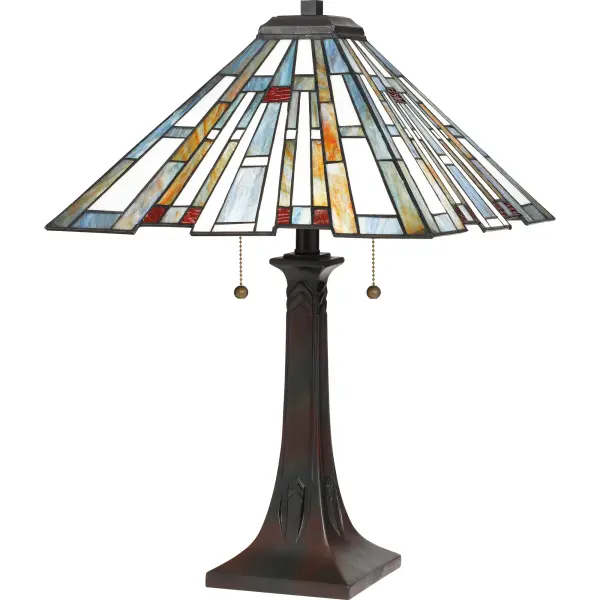 The Maybeck is a chic interpretation of timeless Tiffany style. The classic tapered silhouette features a staggered edge that emphasizes the intricate details of the Tiffany glass. Finished in valiant bronze, this stately collection is sure to add warmth and sophistication to your space.Glass color in Tiffany lighting products will vary. No two pieces are identical.