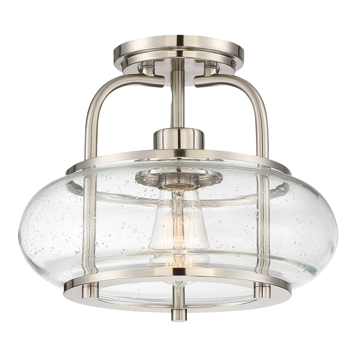 Trilogy One Light Semi Flush Mount in Brushed Nickel