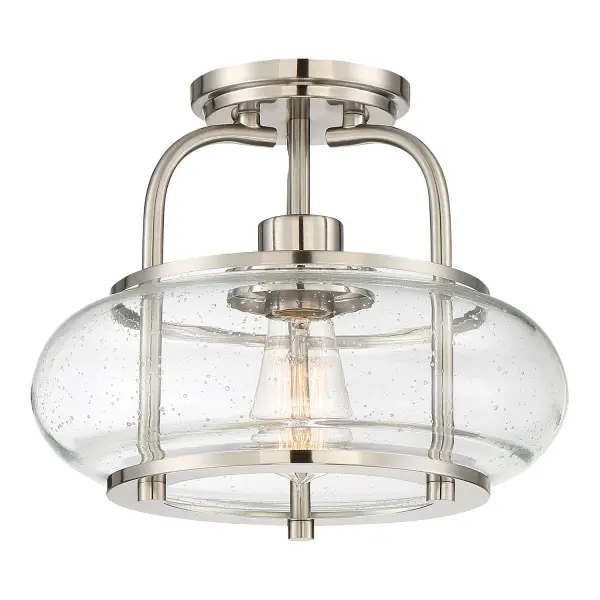 Trilogy One Light Semi Flush Mount in Brushed Nickel