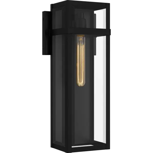 With its straight lines and modern style, Vanessa outdoor wall lanterns are a perfect addition to any home's exterior. The sleek rectangular silhouette and matte black finish add to Vanessa's versatility, while clear beveled glass panels show off the natural beauty of the exposed light source. Flank your front door with a pair of Vanessa wall lights - or use as a porch light to create the perfect outdoor setting.