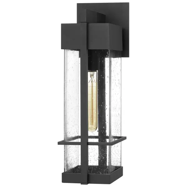 Greet your guests with the luxe style of the Wynn collection. The rectangular silhoutte is framed in an Earth Black finish and was designed with a minimalist in mind. The clear seedy glass panels are easy to maintain and create a warm and welcoming glow when lit.  As a part of our Coastal Armour collection, you can rest assured that this fixture is built to last.