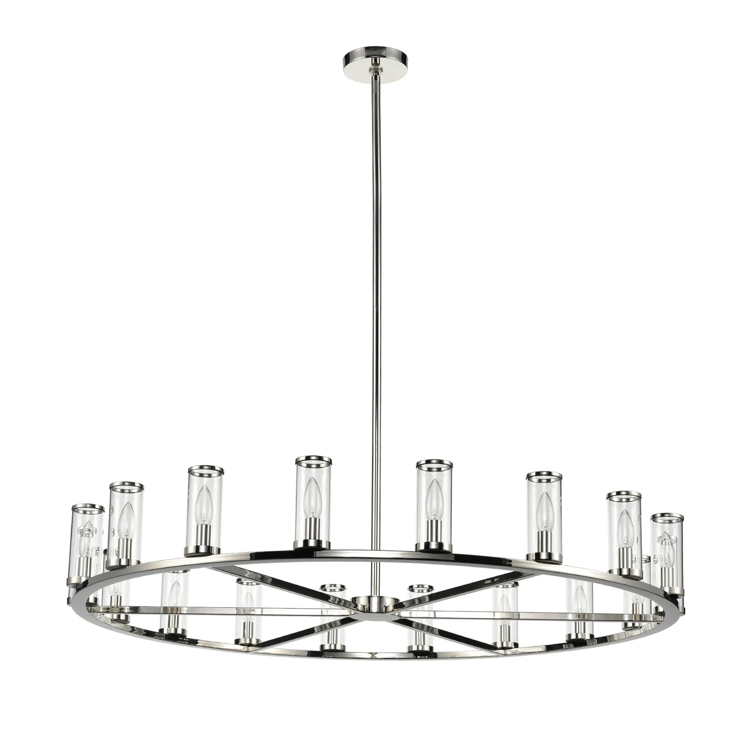 Revolve 18 Light Chandelier in Clear Glass/Polished Nickel