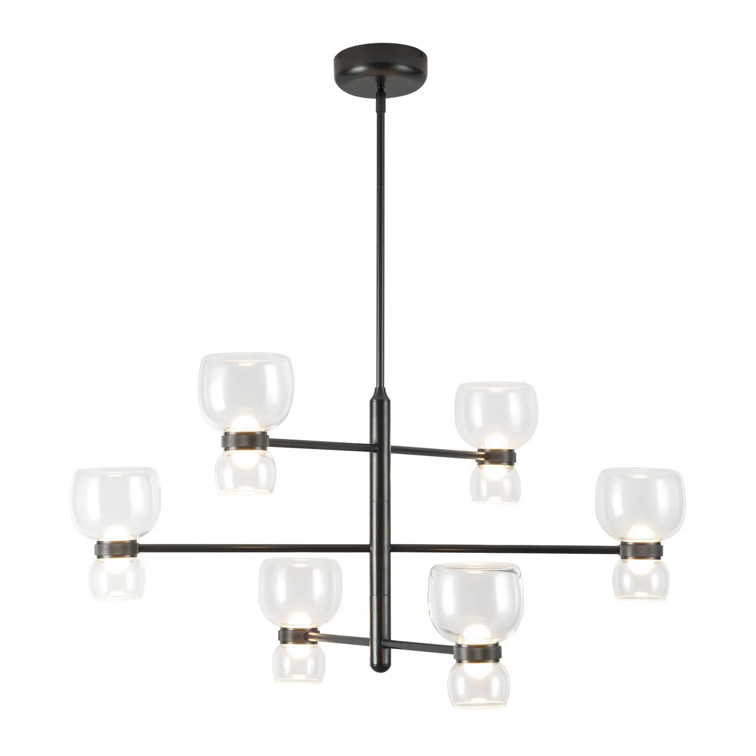 Sutton LED Chandelier in Urban Bronze/Clear Glass
