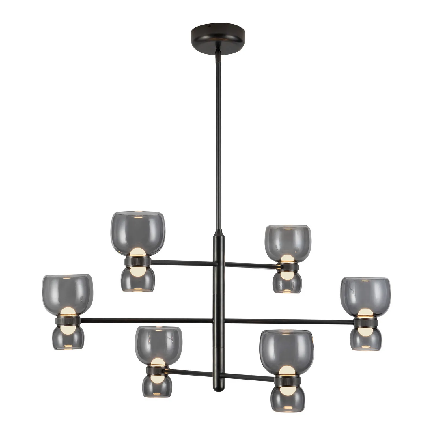 Sutton LED Chandelier in Urban Bronze/Smoked Glass
