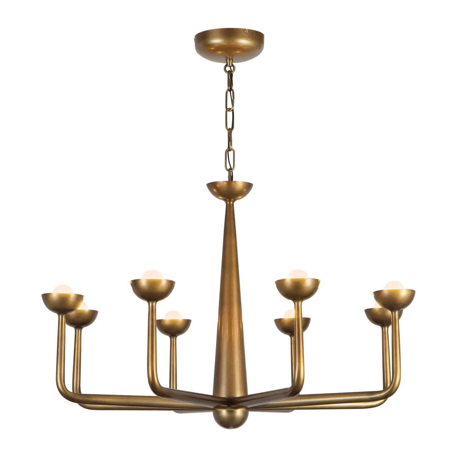Spade LED Chandelier in Vintage Brass