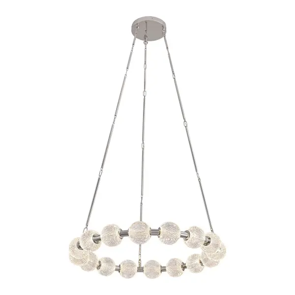Like a gorgeously beaded garment, the Marni collection add luxury and interest to any design. Meticulously cut spherical shades create glittering beams of illumination throughout each design. Available in Polished Nickel and Natural Brass accompaniments. Collection: Marni Finish: Polished Nickel Glass: Clear Carved Acrylic Width: 32.38" Height: 4.38" Length: 32.38" Wire: 144" Clear Rod: 46" (9x12" + 3x6" + 3x4") Canopy: D8.75" x H1.875" Maximum Wattage: 85.00 W Bulb Type: LED Light Source: LED Light Output: 5200.00 lm Delivered Lumens: 4585.00 lm Color Temperature: 3000 K CRI: 90 Rated Average Life: 50,000 Voltage: 120.00 V Material: Aluminum + Steel Country of Origin: China Safety Listing: ETL Safety Rating: Dry LED Spec Sheet Instructions