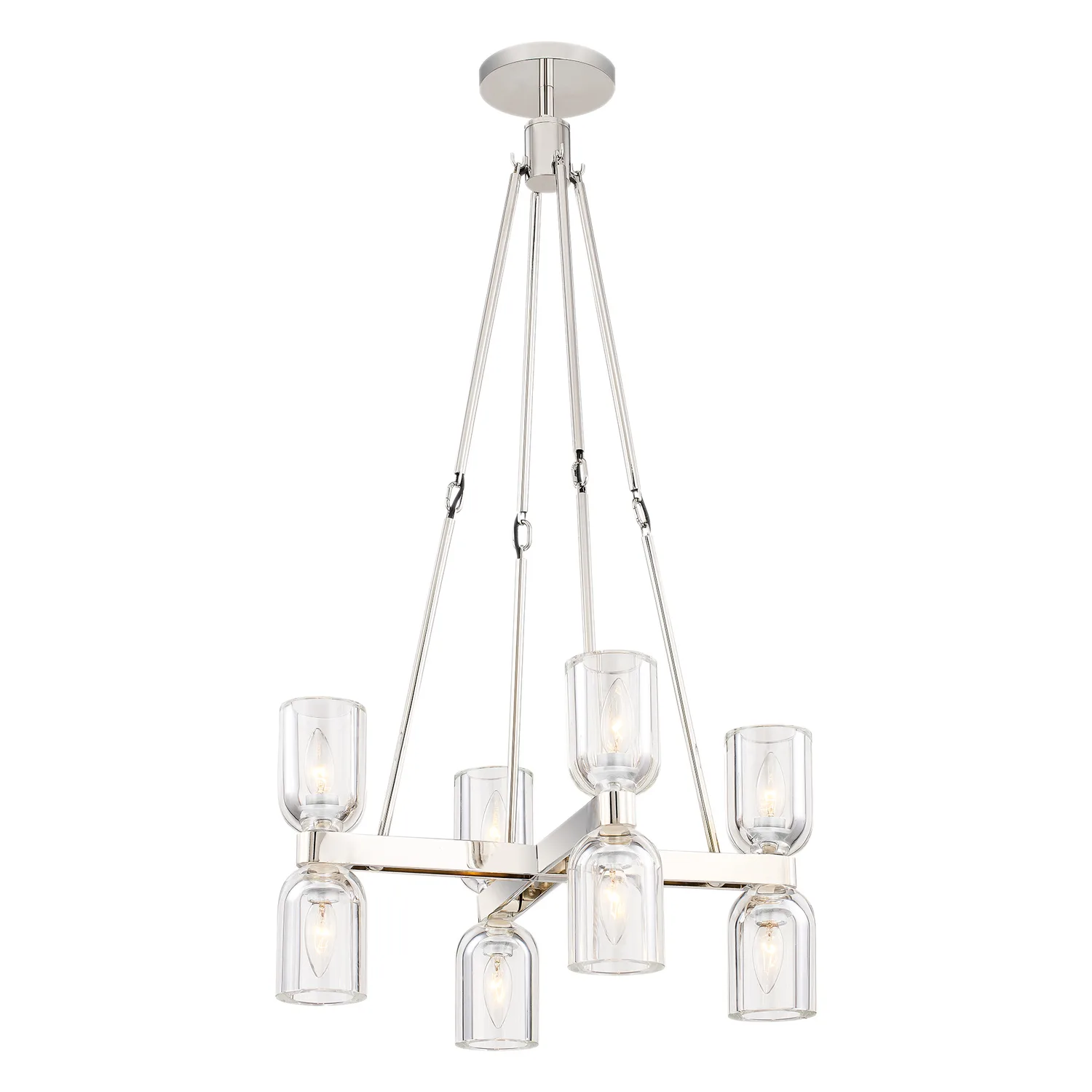 Lucian Eight Light Chandelier in Clear Crystal/Polished Nickel