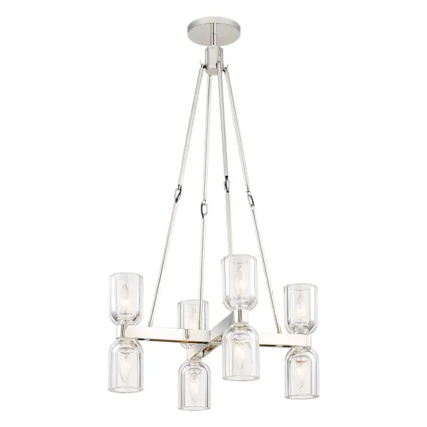 The Lucian collection is inspired by the classic shapes of antique lighting, made modern. Modern touches can be seen in the organically curved backplates and custom designed stems that create the stunning look of the Lucian. Completed with either clear glass or alabaster bowl shades, this collection defines classic elegance. Alabaster boasts distinct variations in both its veining and tone, a unique characteristic of a timeless natural material. No two pieces will look the exact same. Collection: Lucian Designer: Elisa Carlucci Sub-Brand: ALORA Finish: Clear Crystal/Polished Nickel Glass: Clear Crystal Crystal: Clear Crystal Width: 22.00" Height: 37.75" Length: 22.00" Wire: 144" Rod: 46" (3x12" + 1x6" + 1x4") Canopy: D6" x H0.875" Number of Bulbs: 8 Maximum Wattage: 60.00 W Bulb Base: E12 Candelabra Voltage: 120.00 V Material: Steel + Crystal Country of Origin: China Safety Listing: UL Safety Rating: Dry Manufacturer Warranty: 1 Year Spec Sheet Instructions