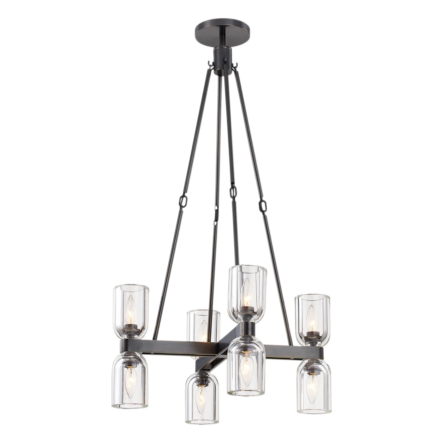 Lucian Eight Light Chandelier in Clear Crystal/Urban Bronze