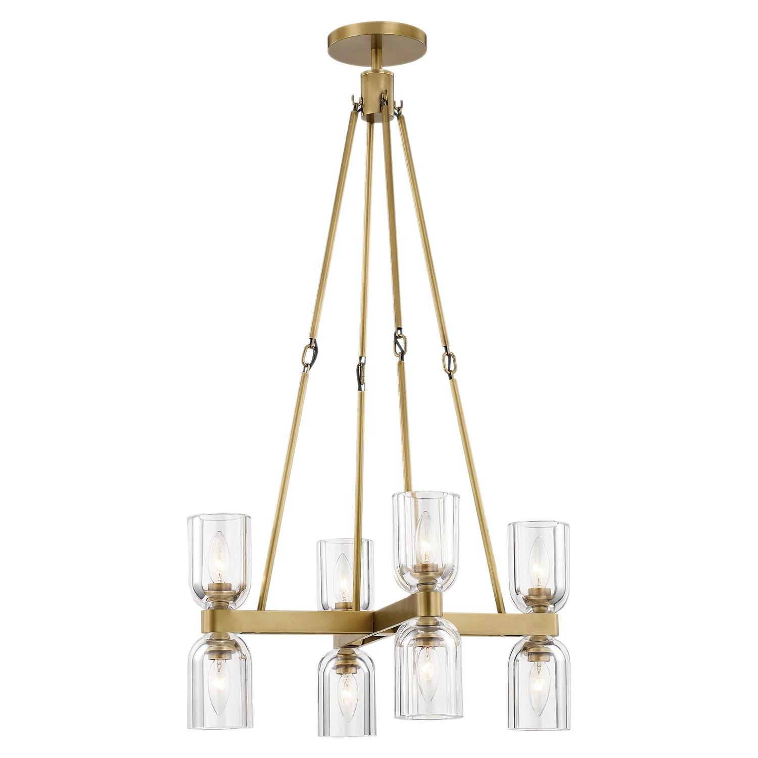 Lucian Eight Light Chandelier in Clear Crystal/Vintage Brass