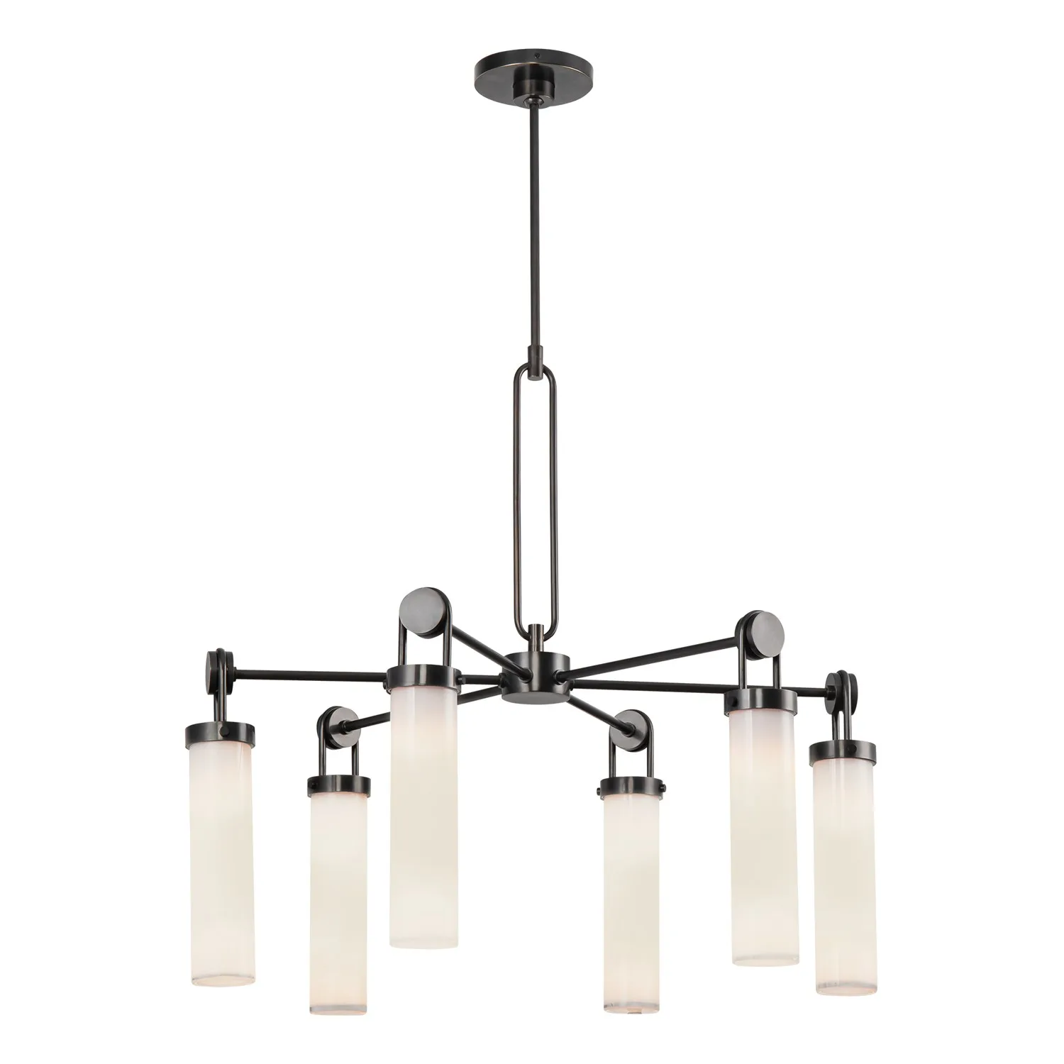 Wynwood Six Light Chandelier in Urban Bronze/Glossy Opal