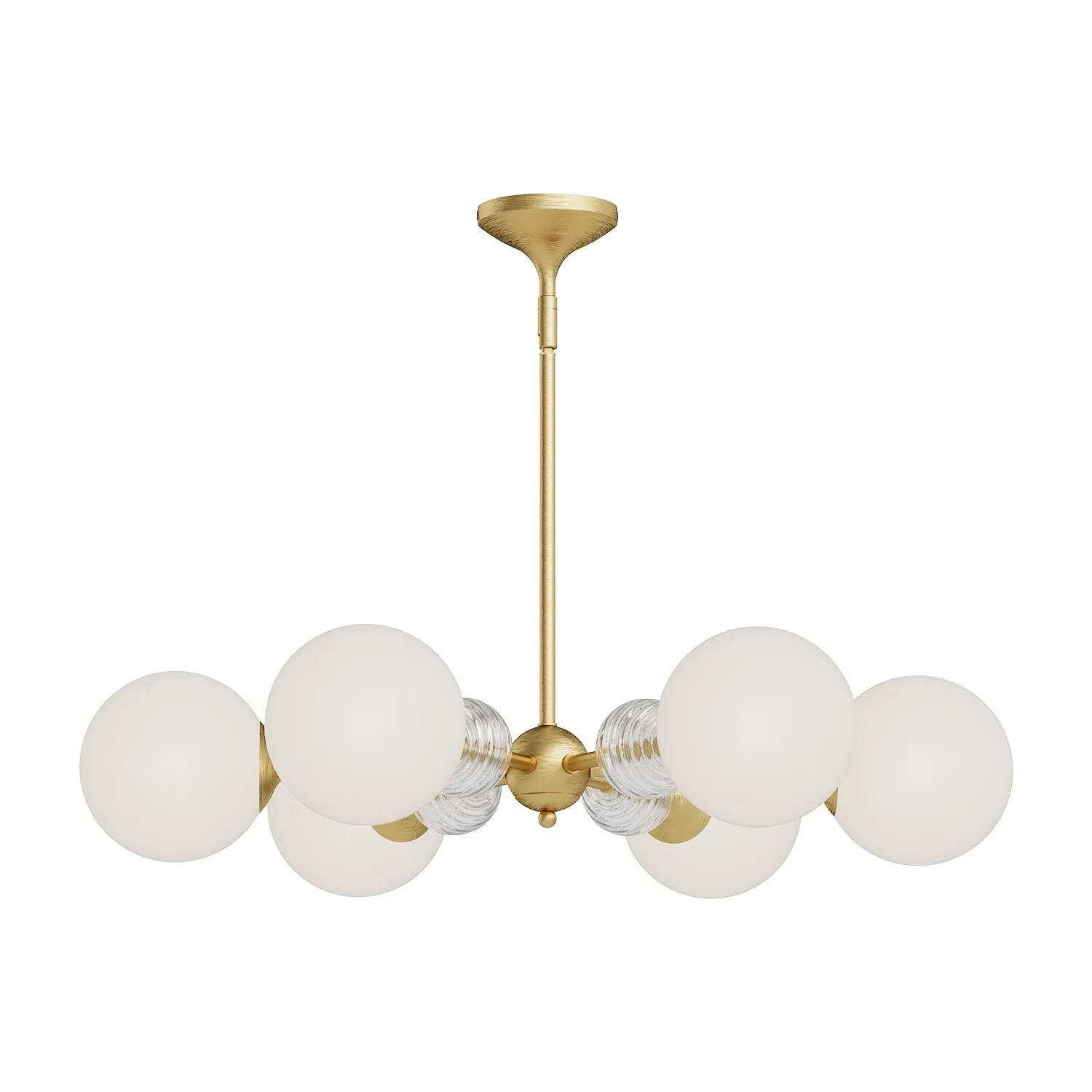Celia Six Light Chandelier in Brushed Gold/Opal Glass