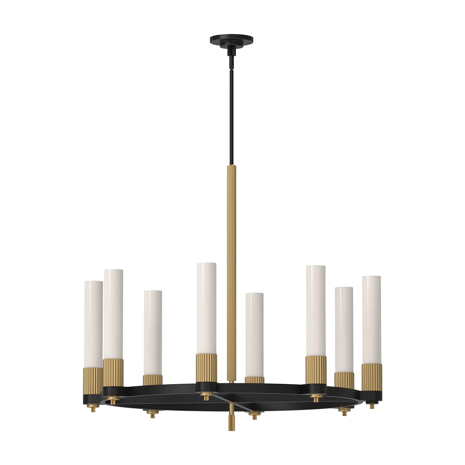 Rue Eight Light Chandelier in Matte Black/Brushed Gold