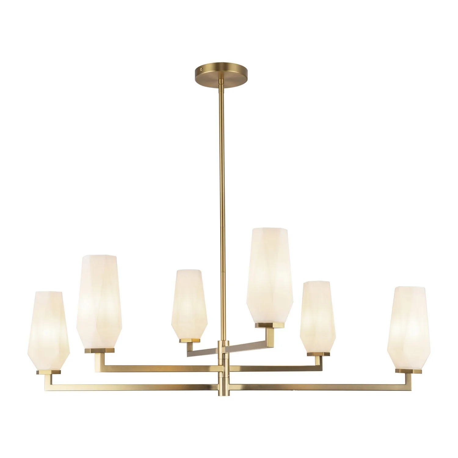 Krysta Six Light Chandelier in Brushed Gold/Opal Glass