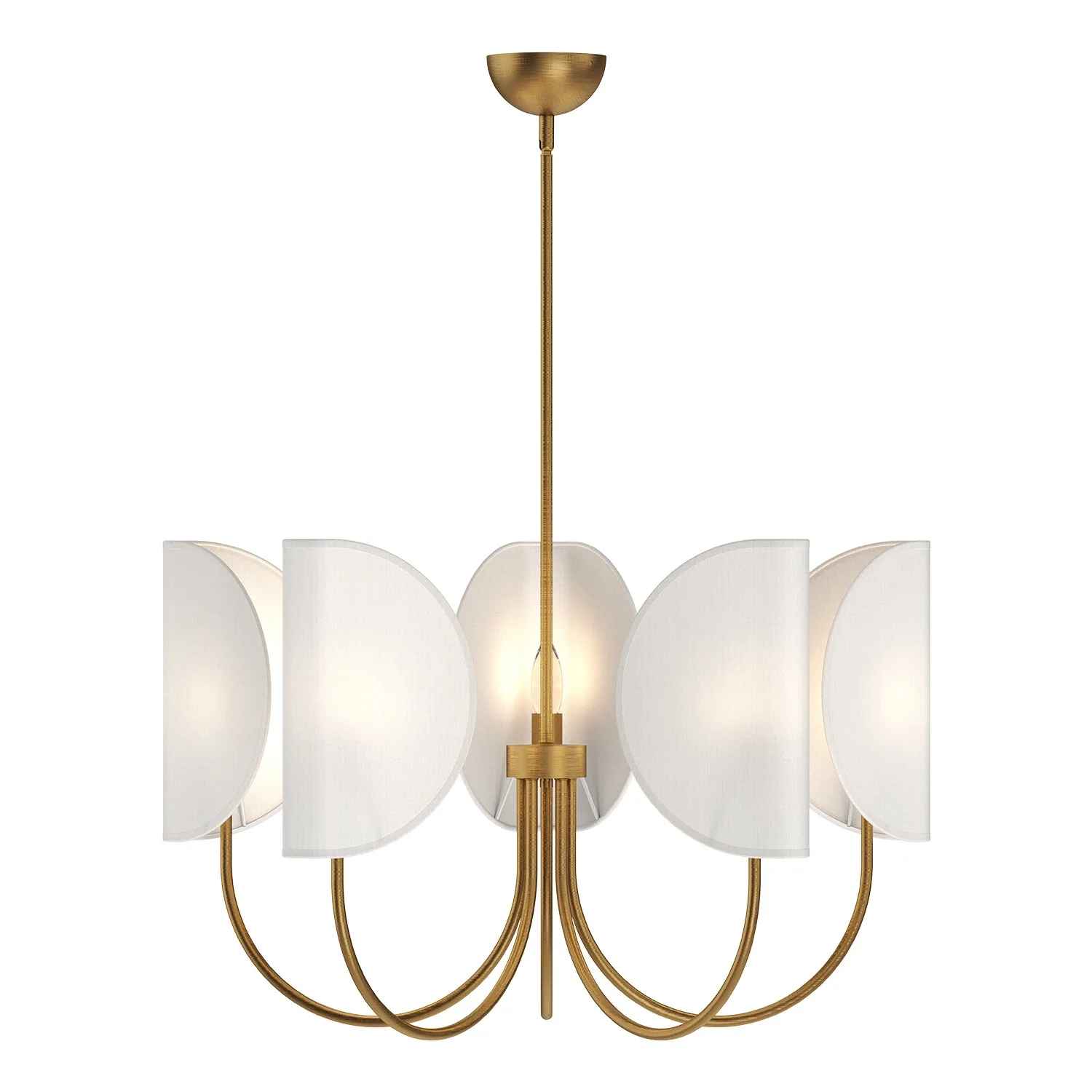 Seno Five Light Chandelier in Aged Gold/White Cotton Fabric