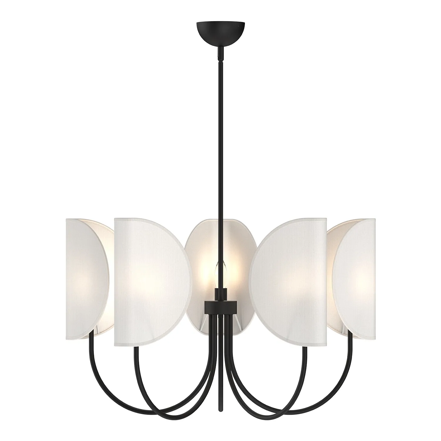 Seno Five Light Chandelier in Matte Black/White Cotton Fabric