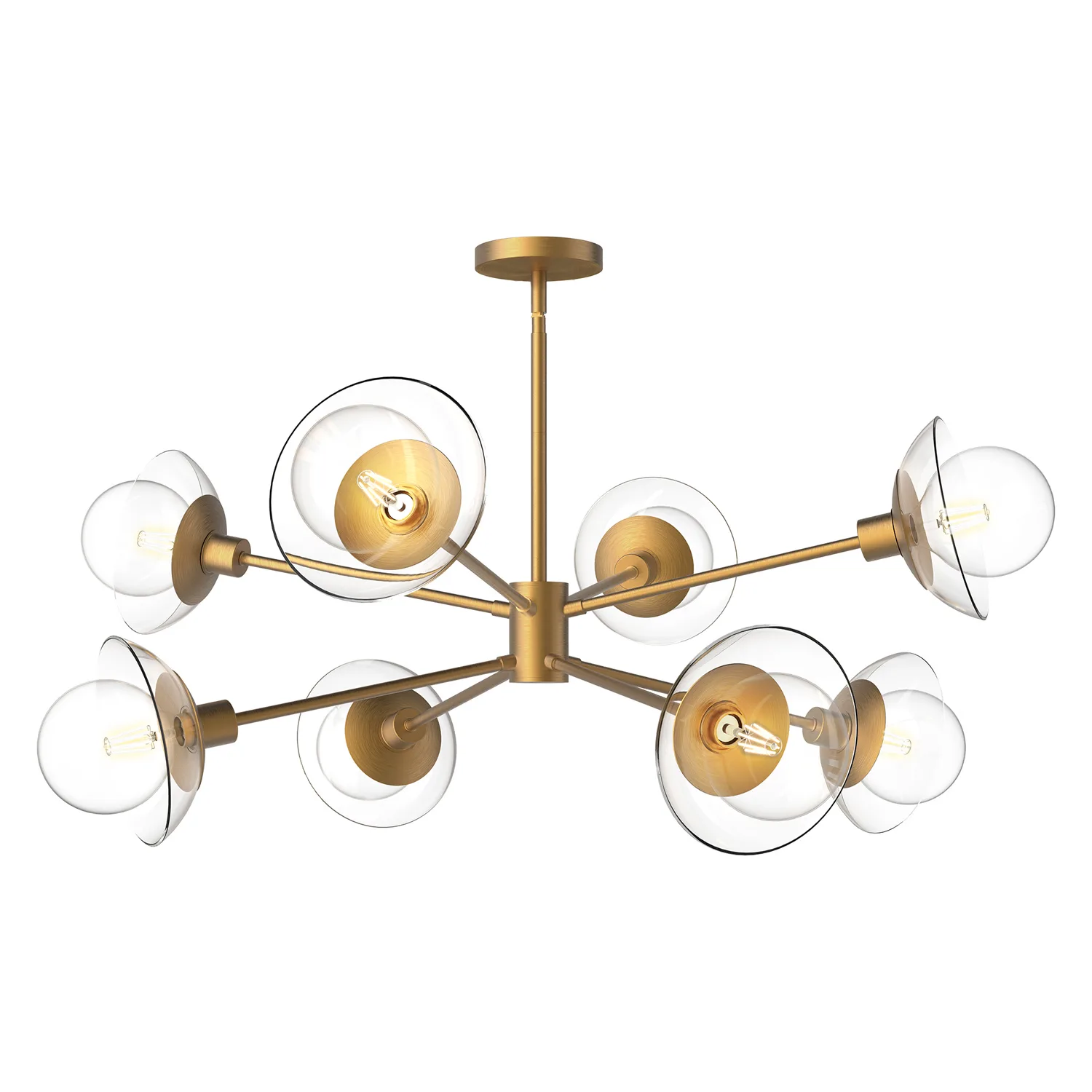 Francesca Eight Light Chandelier in Aged Gold/Clear Glass