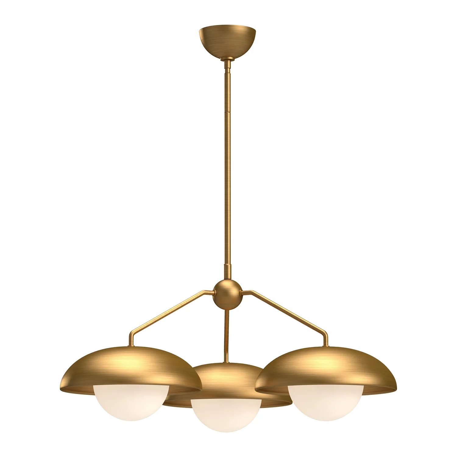 Rubio Three Light Chandelier in Aged Gold/Opal Matte Glass