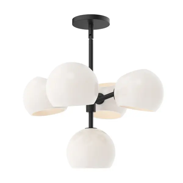 Art meets lighting in the upbeat Willow collection. Willow features two metal finishes and four glass finishes to mix and match, including our unique Copper and Smoked Solid glass options. How will you customize this collection to perfectly match the mood of your home? The possibilities are endless! Collection: Willow Designer: Ryan Pauly Finish: Matte Black/Opal Matte Glass Glass: Matte Opal Glass Width: 18.00" Height: 11.63" Length: 18.00" Weight: 7.51 lb Wire: 60" Rod: 46" (3x12" + 1x6" + 1x4") Canopy: D4.75" x H0.625" Number of Bulbs: 5 Maximum Wattage: 60.00 W Bulb Type: G Bulb Base: E12 Voltage: 120.00 V Material: Steel + Glass Country of Origin: China Safety Listing: UL Safety Rating: Dry Manufacturer Warranty: 1 Year Spec Sheet Instructions