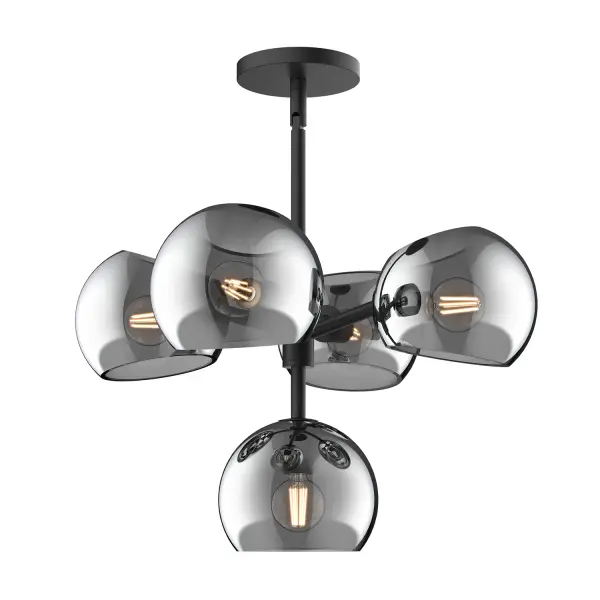 Art meets lighting in the upbeat Willow collection. Willow features two metal finishes and four glass finishes to mix and match, including our unique Copper and Smoked Solid glass options. How will you customize this collection to perfectly match the mood of your home? The possibilities are endless! Collection: Willow Designer: Ryan Pauly Finish: Matte Black/Smoked Solid Glass Glass: Smoked Glass Width: 18.00" Height: 11.63" Length: 18.00" Weight: 7.51 lb Wire: 60" Rod: 46" (3x12" + 1x6" + 1x4") Canopy: D4.75" x H0.625" Number of Bulbs: 5 Maximum Wattage: 60.00 W Bulb Type: G Bulb Base: E12 Voltage: 120.00 V Material: Steel + Glass Country of Origin: China Safety Listing: UL Safety Rating: Dry Manufacturer Warranty: 1 Year Spec Sheet Instructions