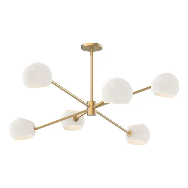 Art meets lighting in the upbeat Willow collection. Willow features two metal finishes and four glass finishes to mix and match, including our unique Copper and Smoked Solid glass options. How will you customize this collection to perfectly match the mood of your home? The possibilities are endless! Collection: Willow Designer: Ryan Pauly Finish: Brushed Gold/Opal Matte Glass Glass: Matte Opal Glass Width: 37.00" Height: 13.00" Length: 37.00" Weight: 10.20 lb Wire: 60" Rod: 46" (3x12" + 1x6" + 1x4") Canopy: D4.75" x H0.625" Number of Bulbs: 6 Maximum Wattage: 60.00 W Bulb Type: G Bulb Base: E12 Voltage: 120.00 V Material: Steel + Glass Country of Origin: China Safety Listing: UL Safety Rating: Dry Manufacturer Warranty: 1 Year Spec Sheet Instructions