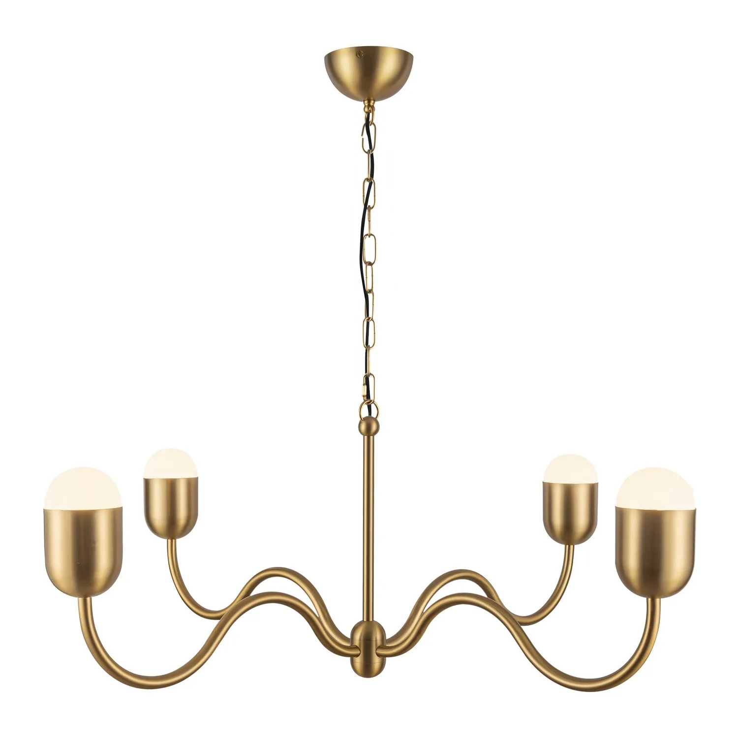 Effie Four Light Chandelier in Brushed Gold/Opal Glass