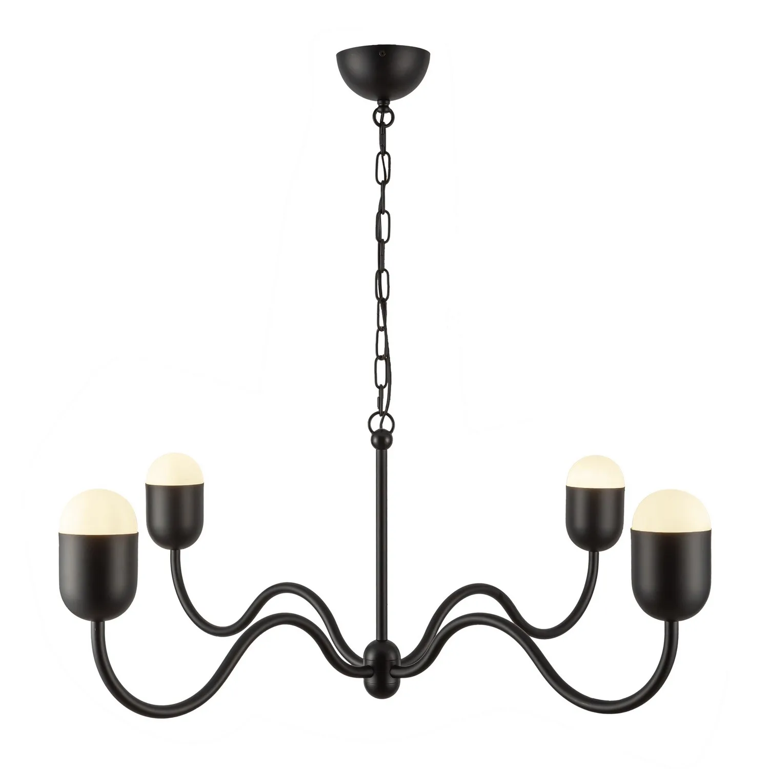 Effie Four Light Chandelier in Matte Black/Opal Glass