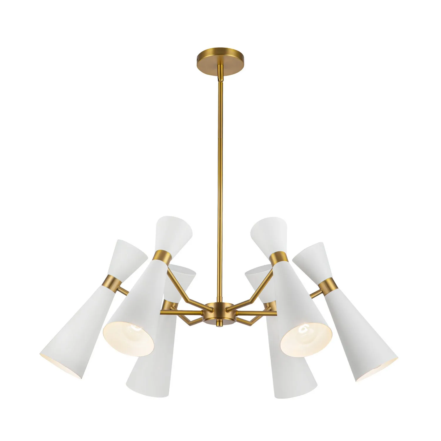 Blake Six Light Chandelier in White/Aged Gold