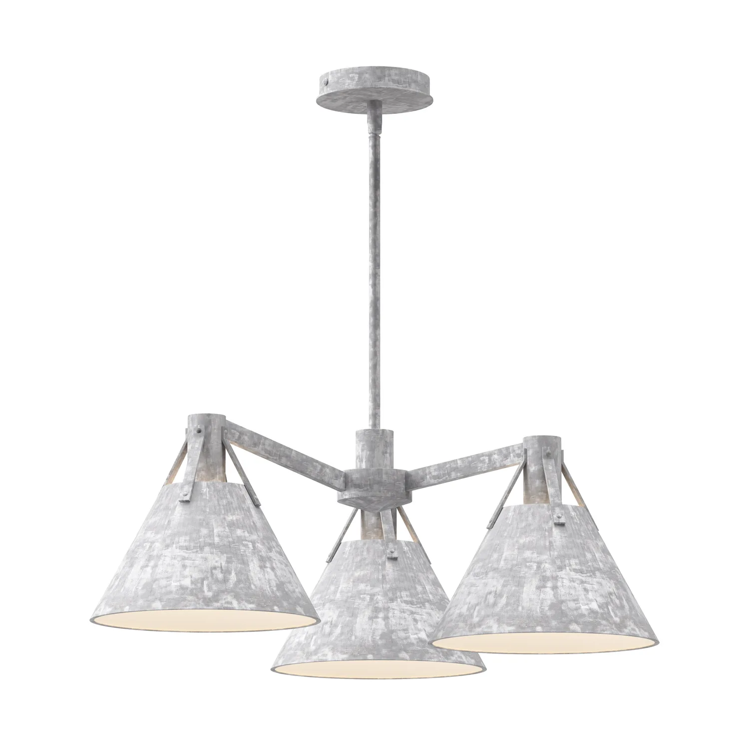 Archer Three Light Chandelier in Steel Shade