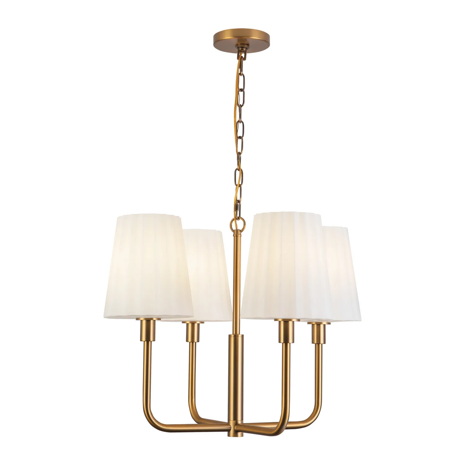 Plisse Four Light Chandelier in Aged Gold/Opal Matte Glass