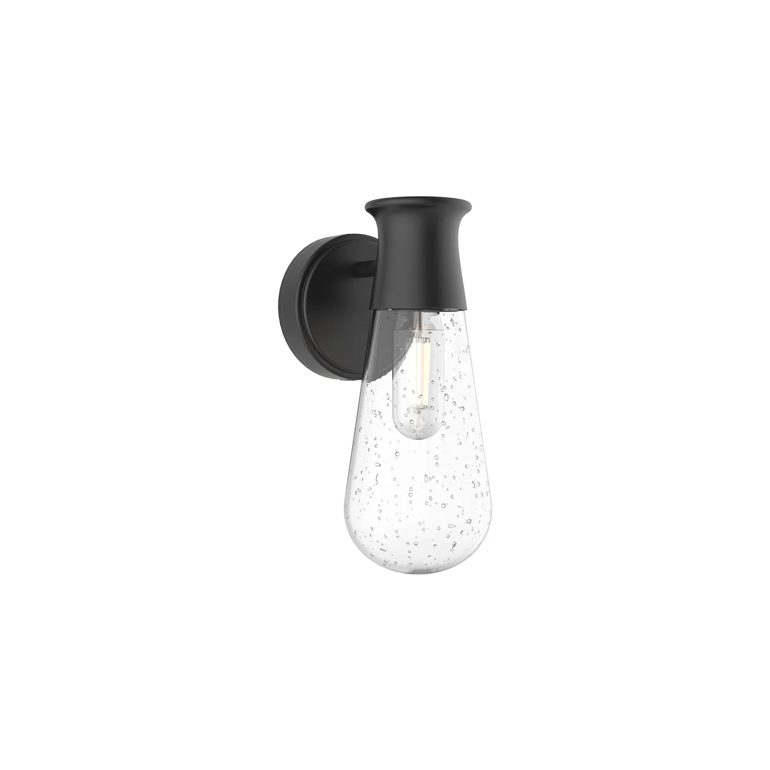 Marcel One Light Outdoor Wall Lantern in Clear Bubble Glass/Textured Black