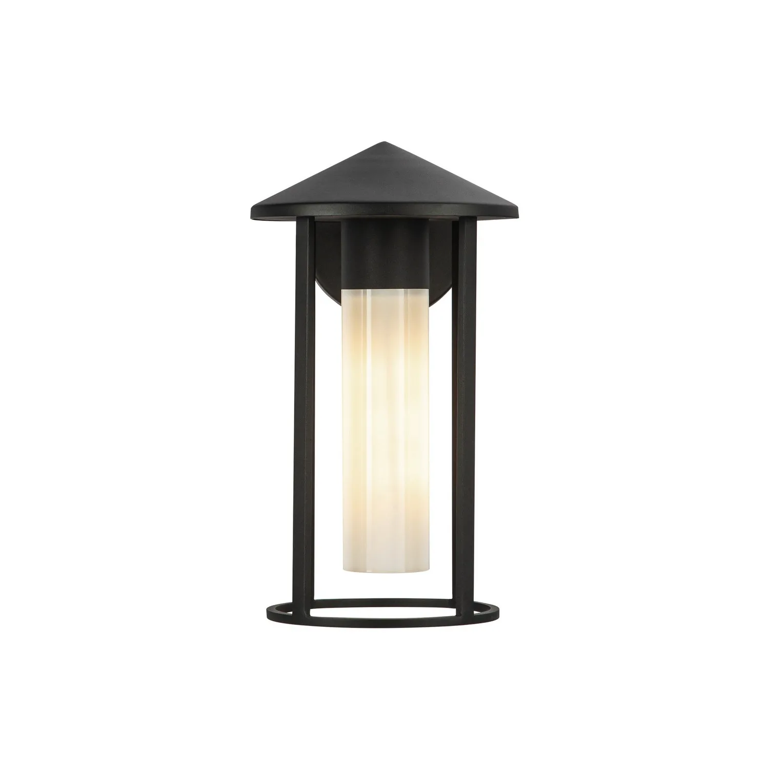 Tenko One Light Exterior Wall Mount in Black/Glossy Opal Glass