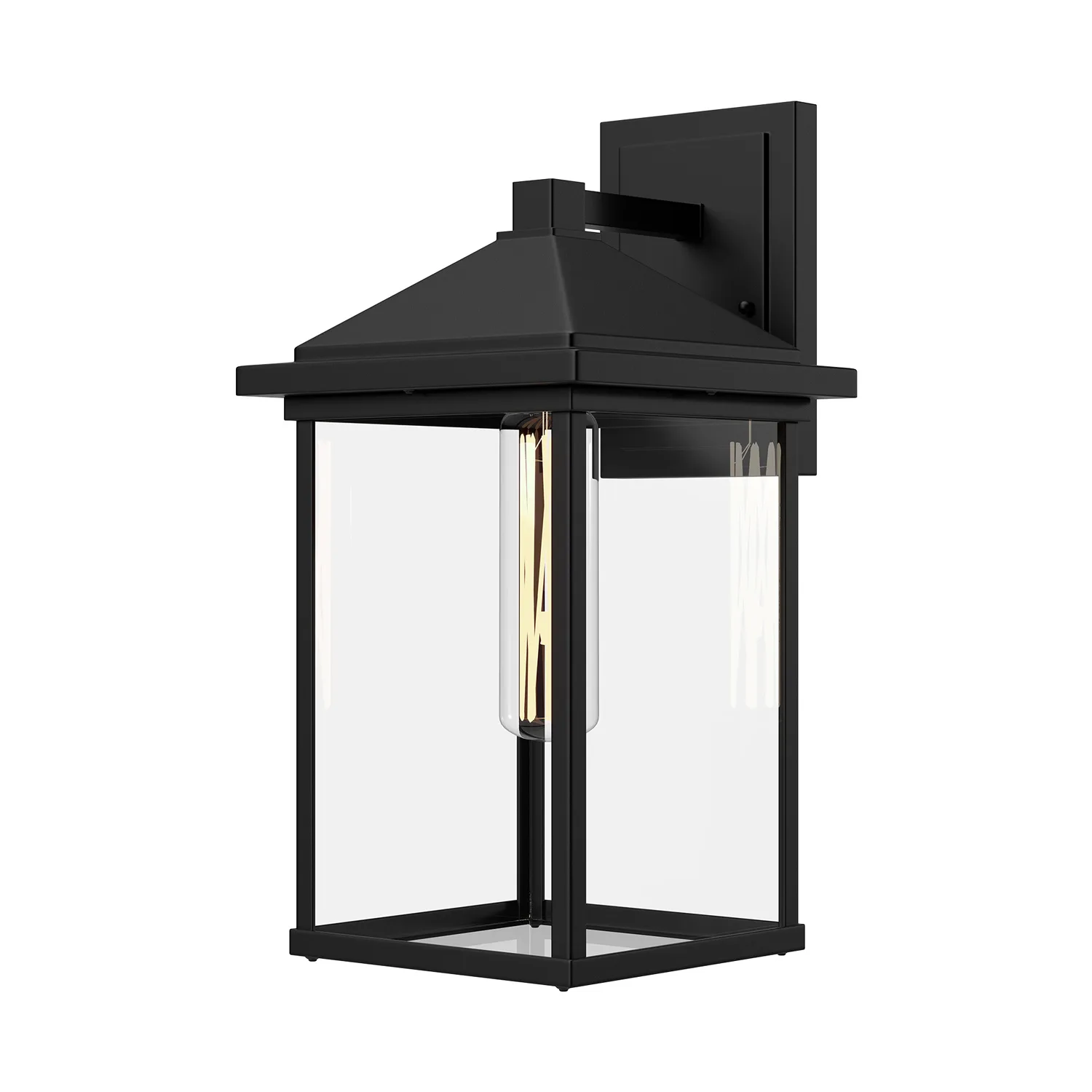 Larchmont One Light Exterior Wall Mount in Clear Glass/Textured Black