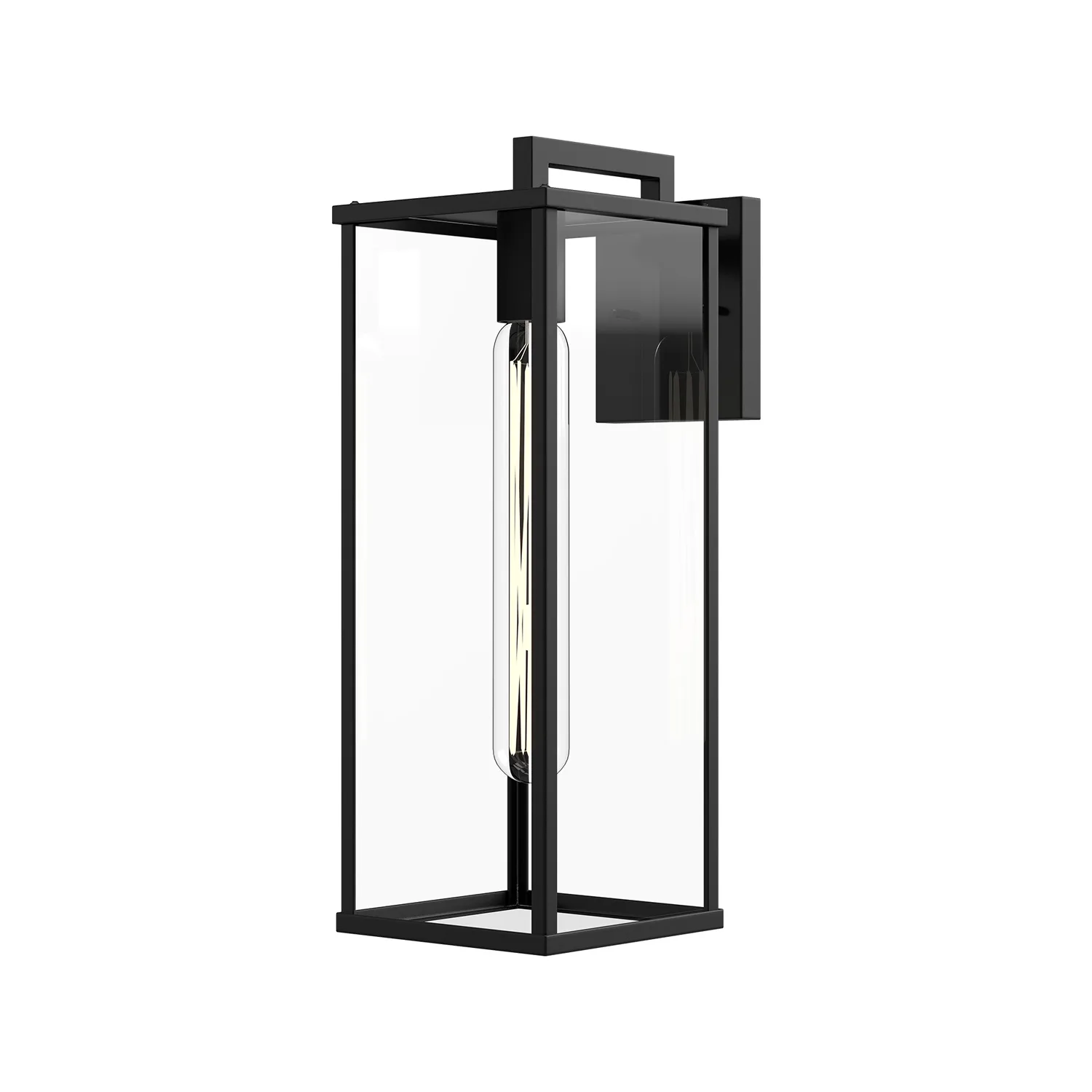 Brentwood One Light Exterior Wall Mount in Clear Glass/Textured Black